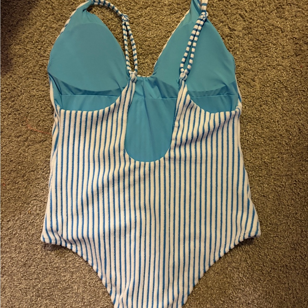 Aerie Blue and White Striped Swimwear